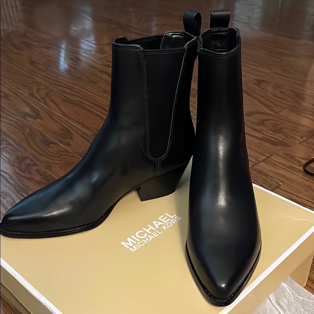 Brand New. Michael Kors Sleek Black Ankle Boots